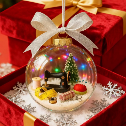 🎄 50% OFF NOW! ✨ Holiday Sewing Snow Globe - DIY Craft Ornament with Glitter & Mini Figures, Festive Decor for Tree or Gift 🧵📦