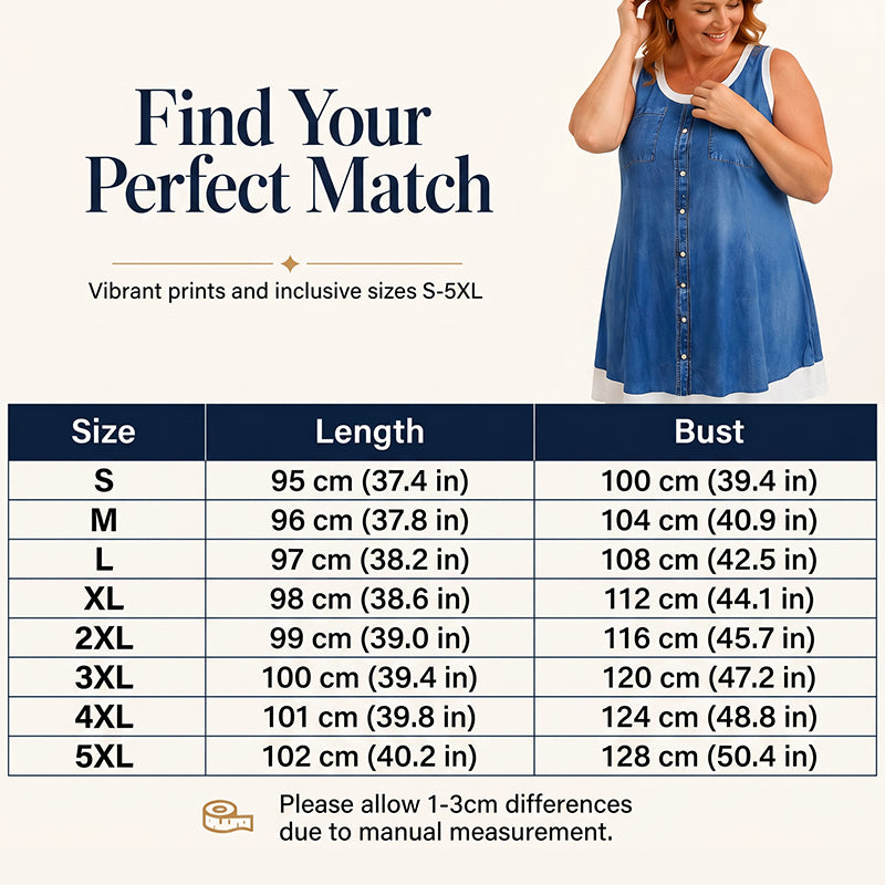 👗☀️Women's Faux Two-Piece Denim Print Dress - Throw It On And Look Instantly Put Together✨