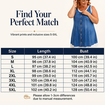 👗☀️Women's Faux Two-Piece Denim Print Dress - Throw It On And Look Instantly Put Together✨