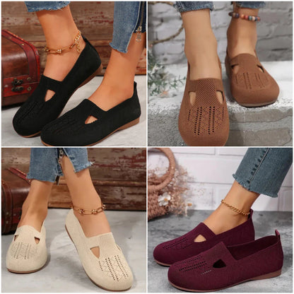 Women Walking Comfortable Breathable Knit Flats Shoes