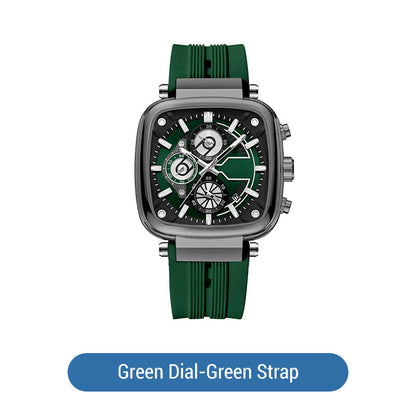 ⚡Hot Sale 50% Off⚡Multi Functional Waterproof Quartz Men's Square Watch Silicone Tape