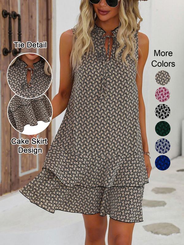 🎉Last Day Promotion 50% OFF💃Women's Geometric Print Bow Dress