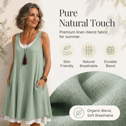 ⏰Last Day Sale 50% Off💃Women's Casual Loose Sleeveless Fake Two Piece Tank Dress