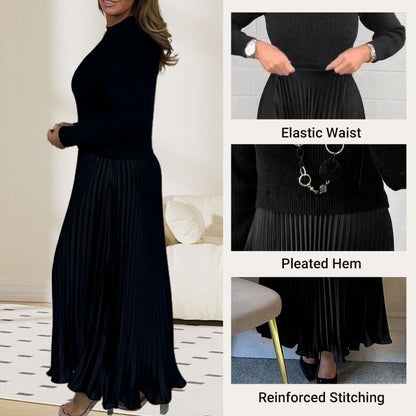 ❄️Hot Promotion 49%OFF🔥Women's Solid Color Long Sleeve Jumper & Pleated Bottom Dress