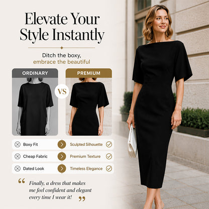 ⌛Limited-Time Offer-Women Elegant Boat Neck Flutter Sleeve Dress