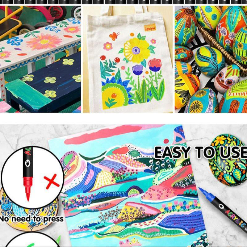 🌈Hot Sale Deals🖌️Dual Tip Acrylic Paint Pen Marker✨🎨