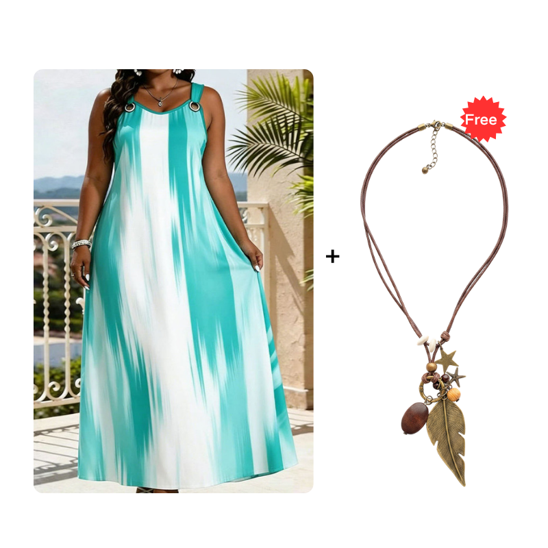 ⌛Limited-Time Offer-Women's Plus Size Sleeveless Striped Dress