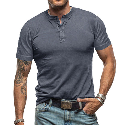 🔥Limited-time offer-Men's Short Sleeve T-Shirts Basic Top with Button– Comfort, Style, And Versatility👕