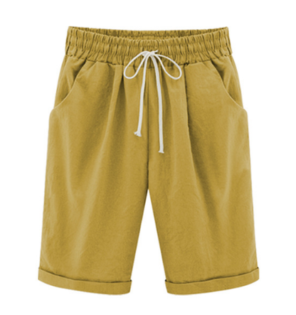 🔥Summer Hot Sales - 50% OFF🔥Plus Size Solid Color Elastic Waist Loose Cropped Shorts