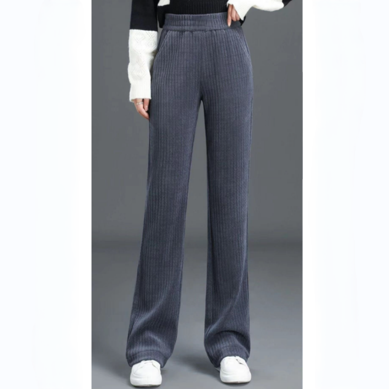 🍂 New Fall/Winter🍂  Women’s High-Waisted Velvet Straight Pants | Stylish Fleece-Lined Wide-Leg Trousers