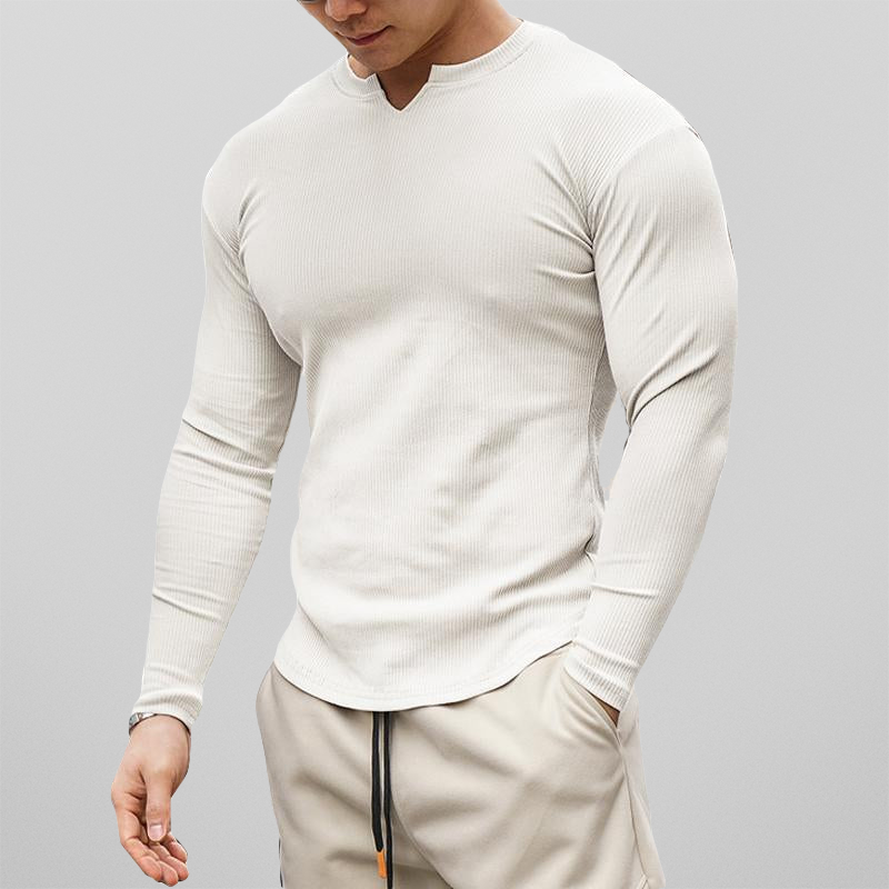 ✨ Refined Casual Style | Men's V-Neck Longline Cotton Shirt with Snug Fit