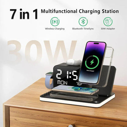 💥Hot Sale Deals-4-in-1 Fast-Charging Wireless Charging Station With Clock