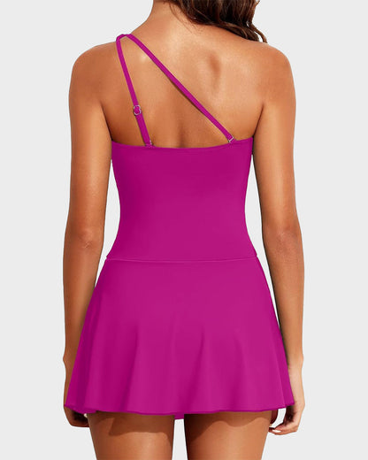⛱️Last Day Sale 49% OFF🔥One Shoulder Skirted One Piece Swimsuit