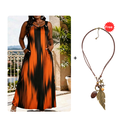 ⌛Limited-Time Offer-Women's Plus Size Sleeveless Striped Dress
