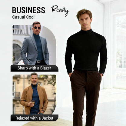 👕49% OFF NOW! 🔥 Men's High Neck Slim Fit T-Shirt - Stretchy & Breathable for Gym or Casual, Modern Style & Comfort 🏃‍♂️📦