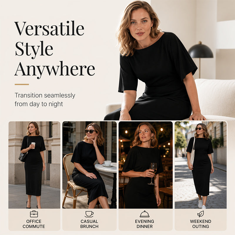 ⌛Limited-Time Offer-Women Elegant Boat Neck Flutter Sleeve Dress