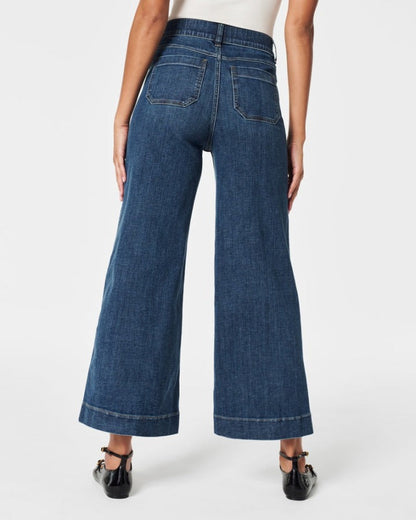 ✨2025 Hot Sale⌛🔥Inventory Clearance! Tummy - Control Cropped Wide - Leg Jeans 🌟