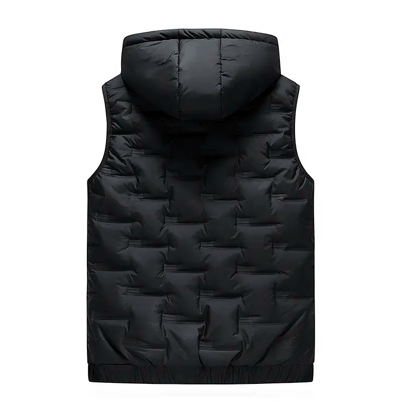🧥 Men’s Slim-Fit Hooded Waistcoat - Sleeveless Front-Zip Gilet, Cozy