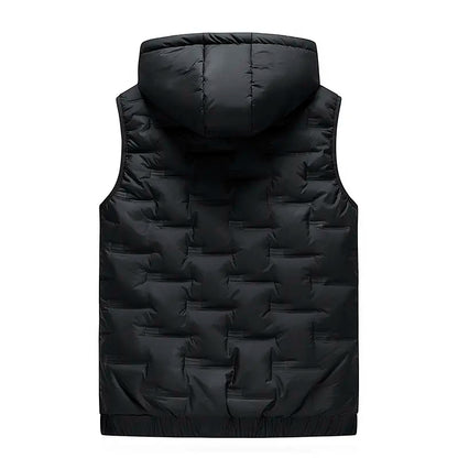 🧥 Men’s Slim-Fit Hooded Waistcoat - Sleeveless Front-Zip Gilet, Cozy