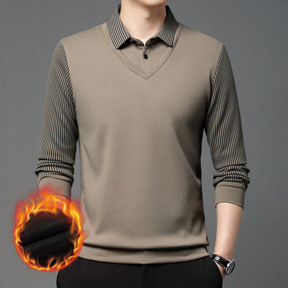 🔥30% off🔥Striped Lapel Fake Two-piece Shirt