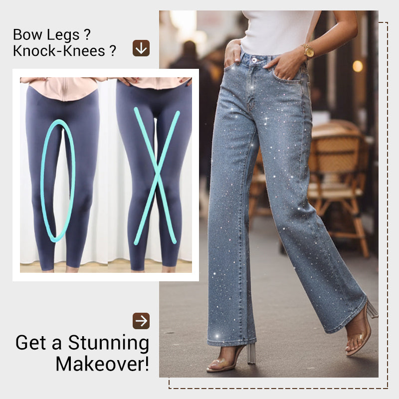 🔥Limited-time offer-Rhinestone-Embellished Straight-Leg Jeans