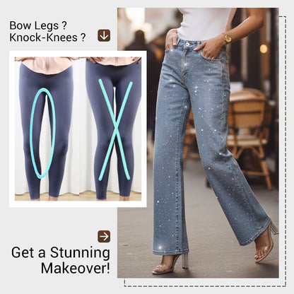 🔥Limited-time offer-Rhinestone-Embellished Straight-Leg Jeans