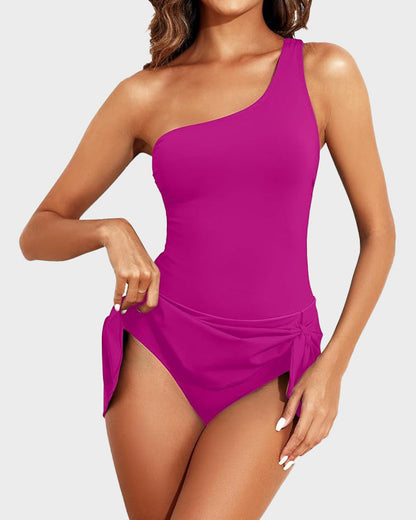 ⛱️Last Day Sale 49% OFF🔥One Shoulder Skirted One Piece Swimsuit