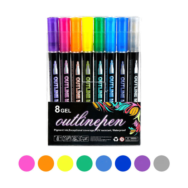 🔥Black Friday Sale 49%OFF🎁 Double Outline Glitter Coloring Pen Set