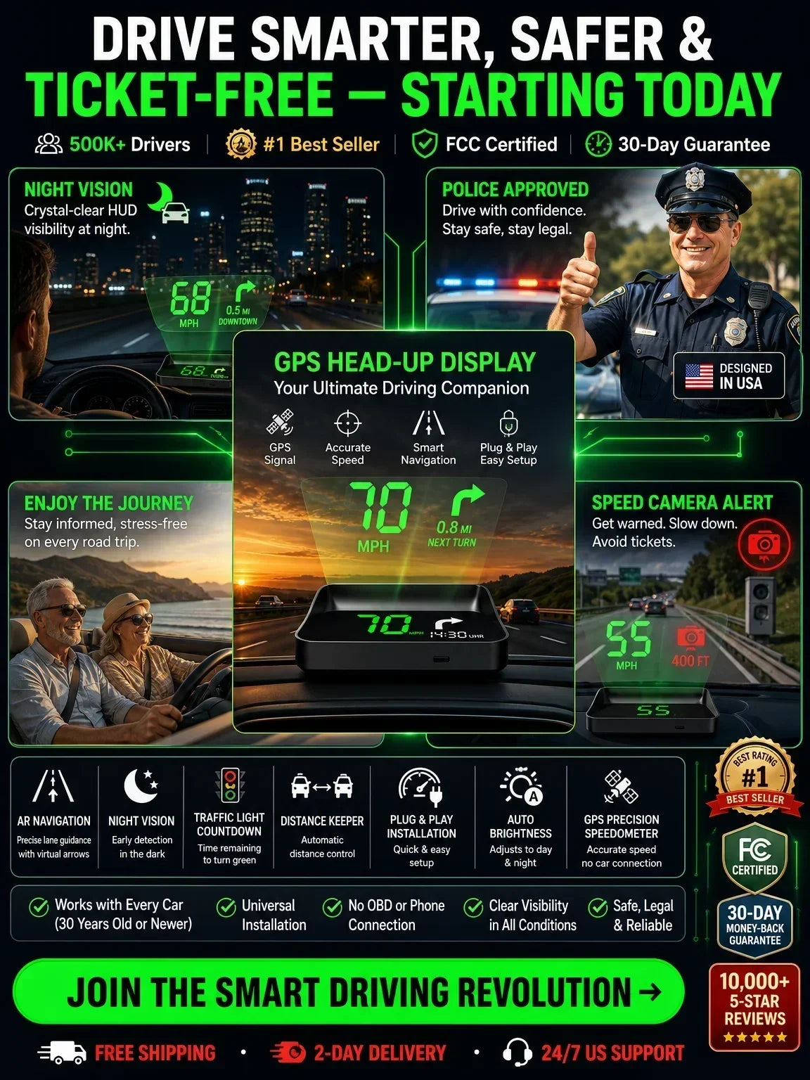 ⌛Limited-Time Offer-Head-Up Display (HUD) Car GPS Digital Speedometer