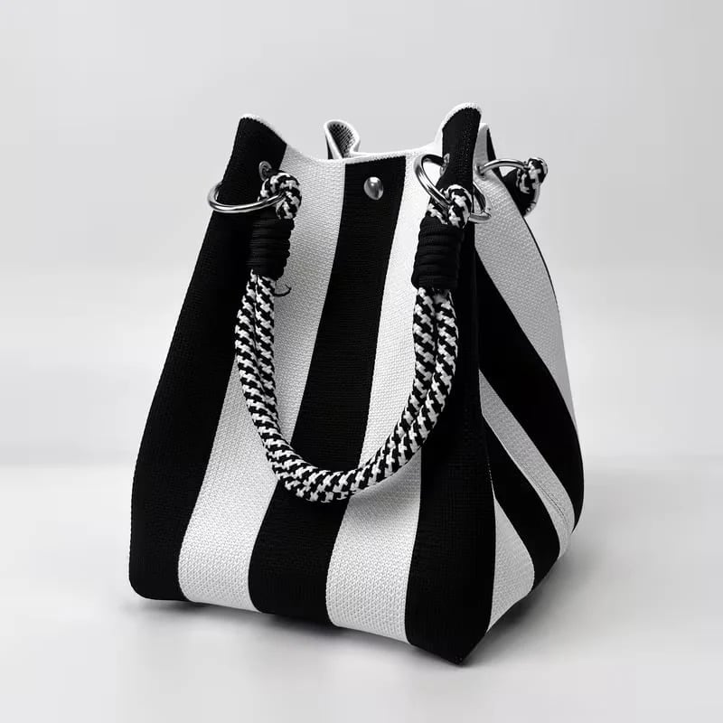 🏆👜 Limited-Time Sale: 50% OFF 🌴 Boho Striped Knit Bucket Handbag for Women – Handmade Summer Beach Shoulder Bag2