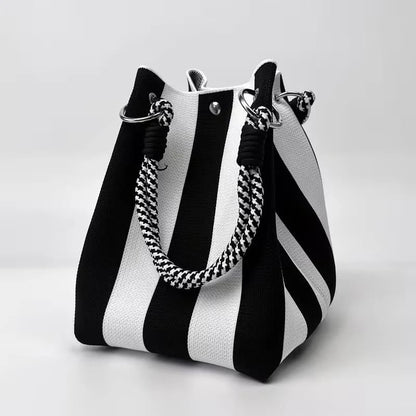 🏆👜 Limited-Time Sale: 50% OFF 🌴 Boho Striped Knit Bucket Handbag for Women – Handmade Summer Beach Shoulder Bag2