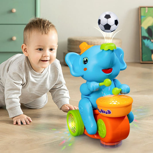 🎁⚽Last Day Hot Sale👦👧Musical Walking Elephant Drummer Toy
