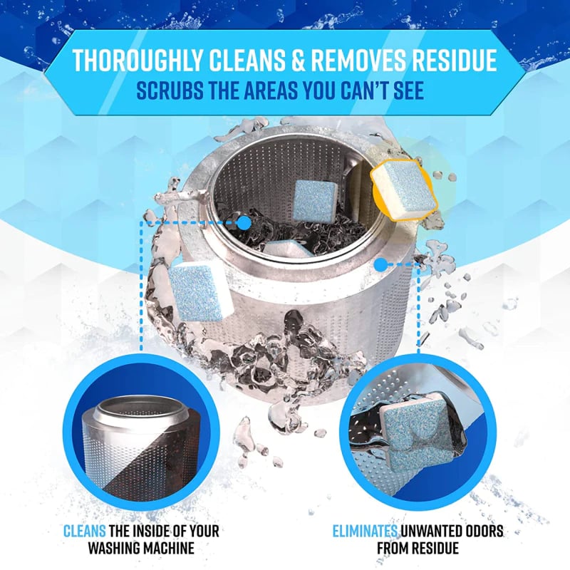 🧼 BUY 2 GET 3 FREE! ✨ Washing Machine Deep Cleaner Tablets – Eliminates 99% Germs, Removes Odors & Prevents Mold 🧽