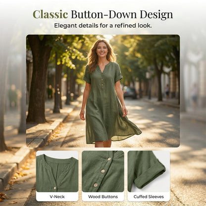 🥳2026 HOT SALE🥳Women's V-Neck Tunic Dress – Relaxed Fit, Pockets & Breathable