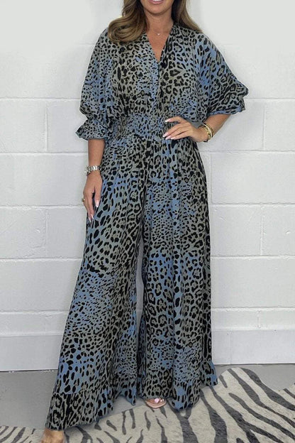 👗2025 new model👗Leopard print casual loose jumpsuit