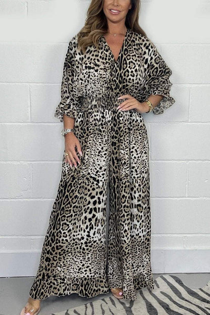 👗2025 new model👗Leopard print casual loose jumpsuit