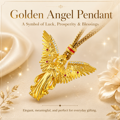Golden Angel Pendant Necklace – Symbol of Luck, Prosperity & Blessings
