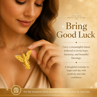 Golden Angel Pendant Necklace – Symbol of Luck, Prosperity & Blessings
