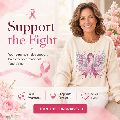 🎀Breast Cancer Awareness Angel Wings Pink Ribbon Sweatshirt – Support, Strength & Hope