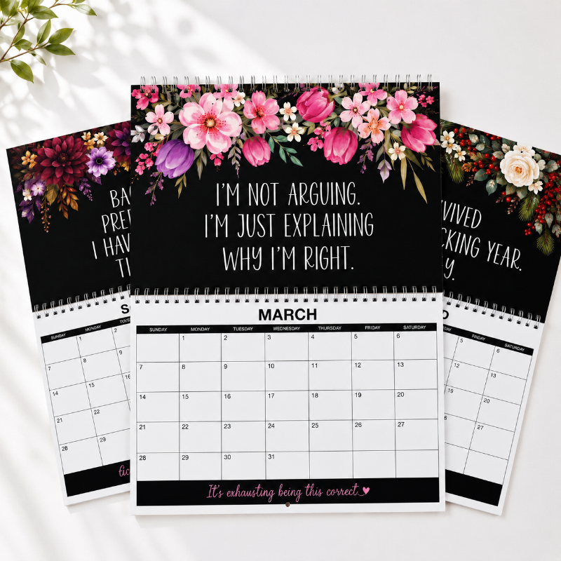 2027 Funny Swear Word Wall Calendar 🌸 Floral theme