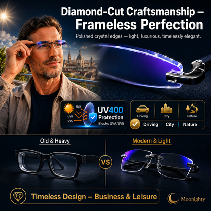 😍Buy 1 Get 1 Free - Just $9.9👓 Crystal Clear Reading Glasses – Lightweight Frameless Design with Premium Diamond-Cut Finish ✨