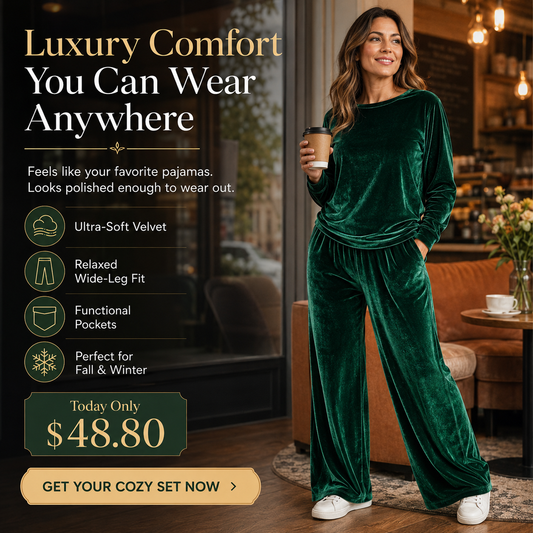 Luxury Comfort You Can Wear Anywhere ✨Women's Velvet Top & Pants 2-Piece Set