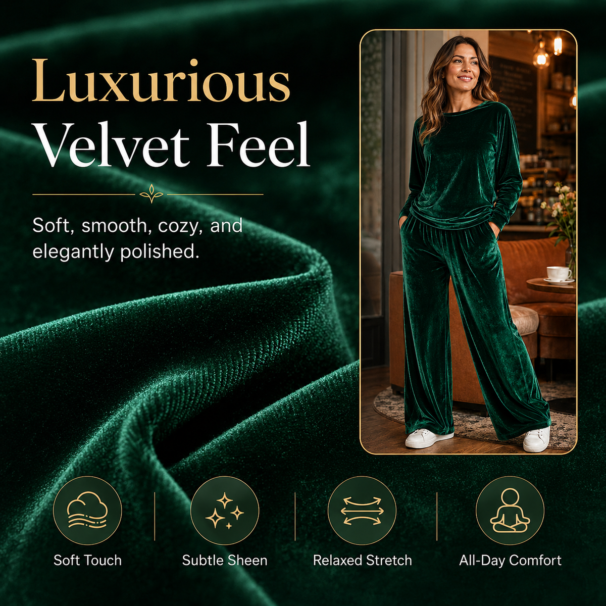 Luxury Comfort You Can Wear Anywhere ✨Women's Velvet Top & Pants 2-Piece Set