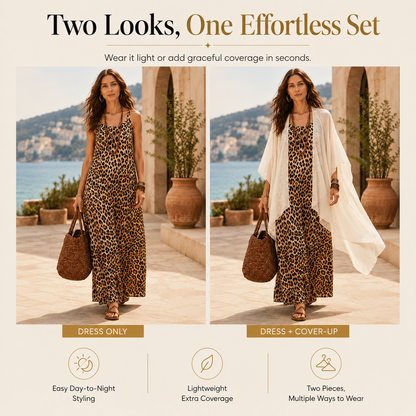 Effortless Elegance Made for Real Life✨A flattering flowy maxi dress with a lightweight cover-up—designed for comfortable confidence from brunch to dinner.