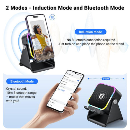 💎 50% OFF 5-IN-1 WIRELESS SPEAKER STAND! 💎 Induction Audio, Phone Holder & Ambient Light