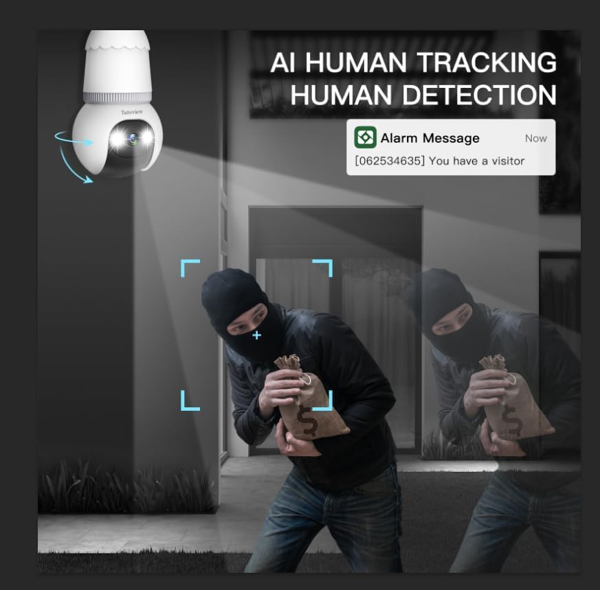 🔥All-New Upgrade✨4MP Light Bulb Security Camera 5G&2.4GHz Wireless Outdoor Indoor Camera with Night Vision