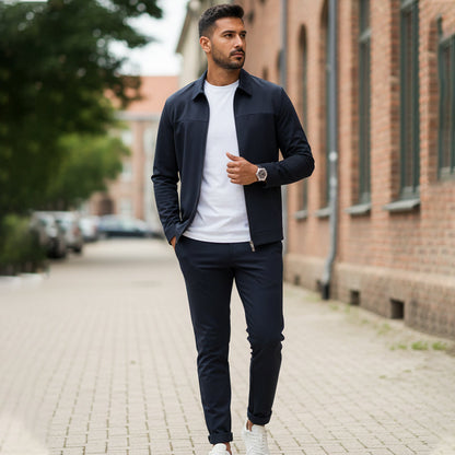 💥Limited-time offer-Men’s Casual Solid Color 2-Piece Set – Jacket & Pants