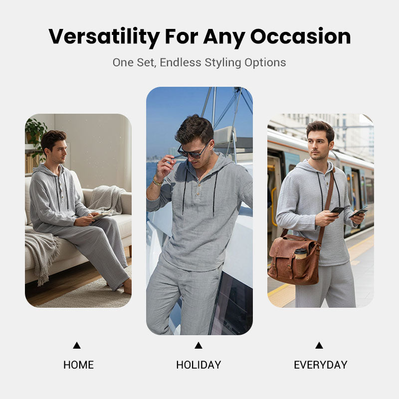 📢📢49% OFF !!!Men's Hooded Casual Loose Top & Pants 2-Piece Set