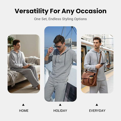 📢📢49% OFF !!!Men's Hooded Casual Loose Top & Pants 2-Piece Set