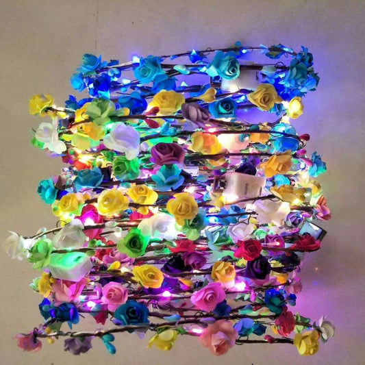LED Light-Up Flower Crown | Colorful Flower Tiara for Parties and Outings